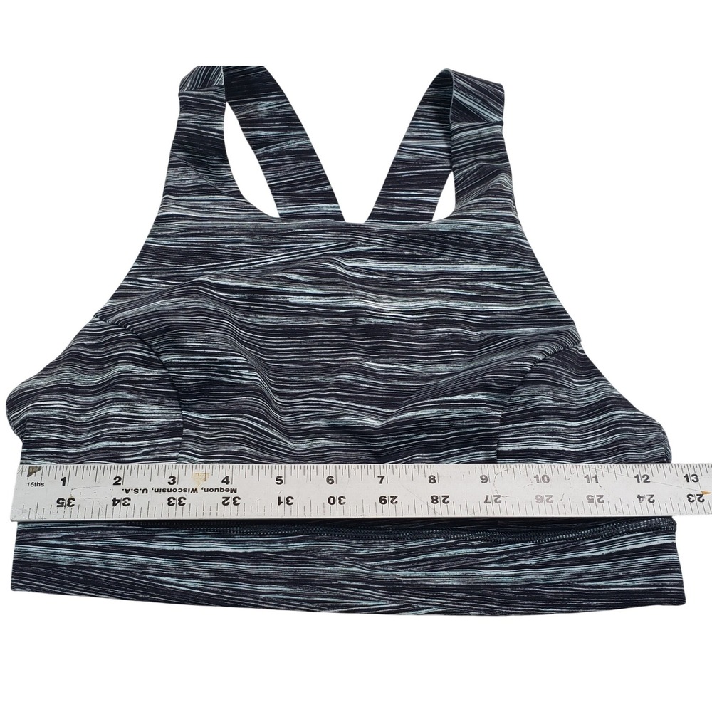 Lululemon Align‎ V Neck Sports Bra Black White Stripe Medium Support